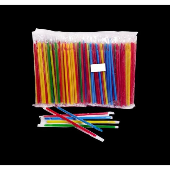 Paie cu lingurita color AMBALATE INDIVIDUAL 205x6mm 500buc/set